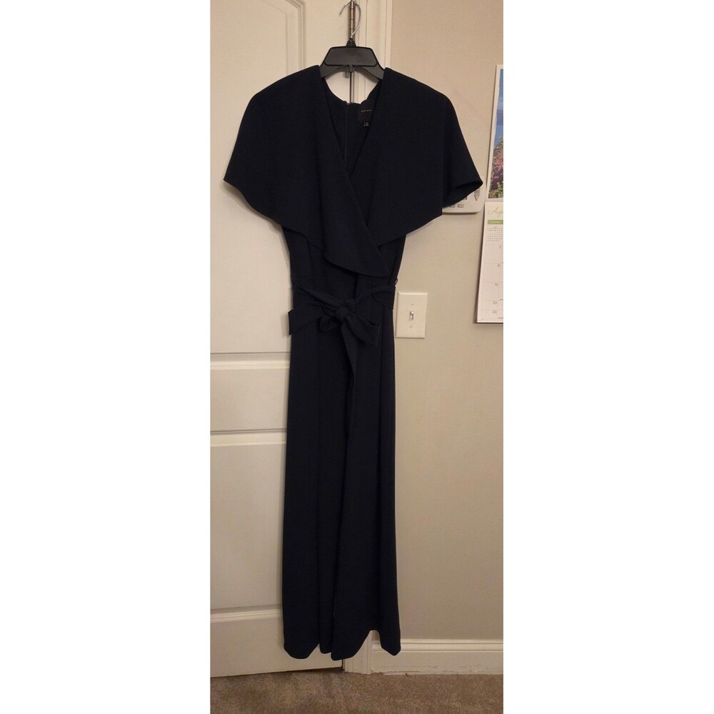 Alex Marie Dark Navy Blue Cape Overlay Wide Leg Jumpsuit Size 14